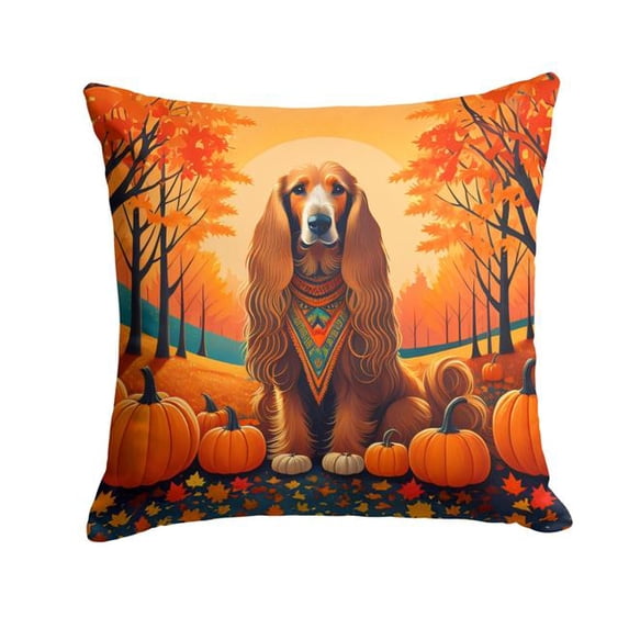 18 x 18 in. Unisex Afghan Hound Fall Fabric Decorative Pillow