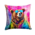 thumbnail image 1 of 18 x 18 in. Unisex Hippie Animal Grizzly Bear Polyester Fabric Throw Pillow, 1 of 1
