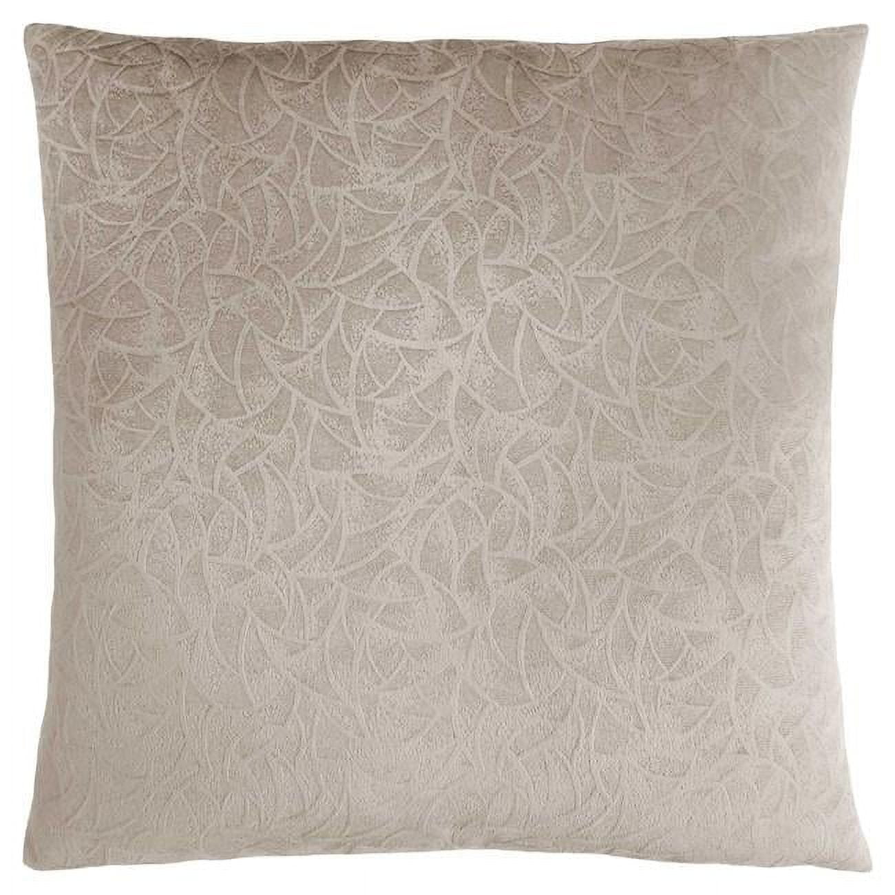 Beige Floral Velvet 18" Square Decorative Throw Pillow