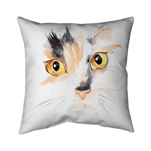 18 x 18 in. Watercolor Cat Face Closeup-Double Sided Print Indoor Pillow