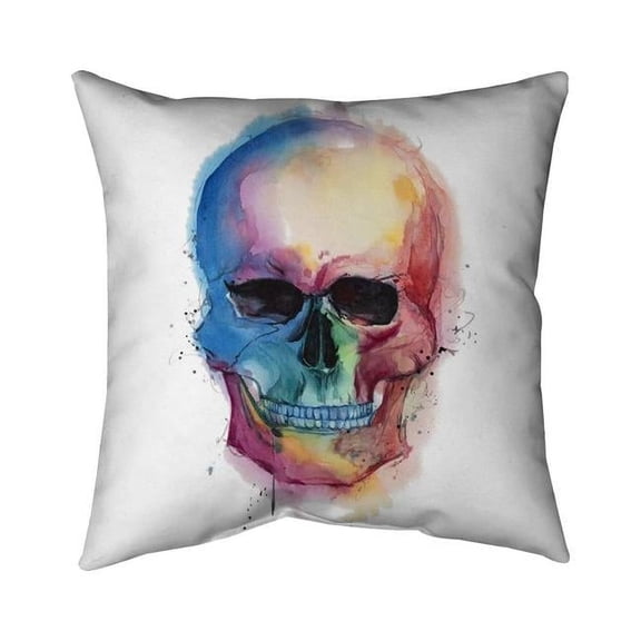 18 x 18 in. Watercolor Colorful Skull-Double Sided Print Indoor Pillow