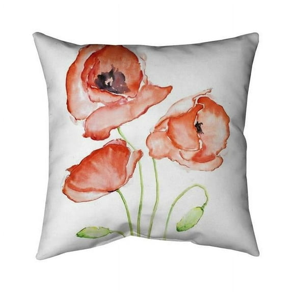 18 x 18 in. Watercolor Poppies-Double Sided Print Indoor Pillow