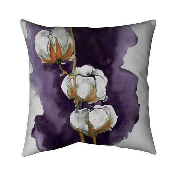 18 x 18 in. Watercolor Purple Cotton Flowers-Double Sided Print Indoor Pillow