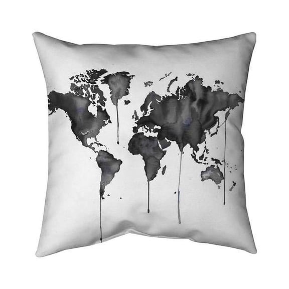 18 x 18 in. Watercolor World Map-Double Sided Print Indoor Pillow