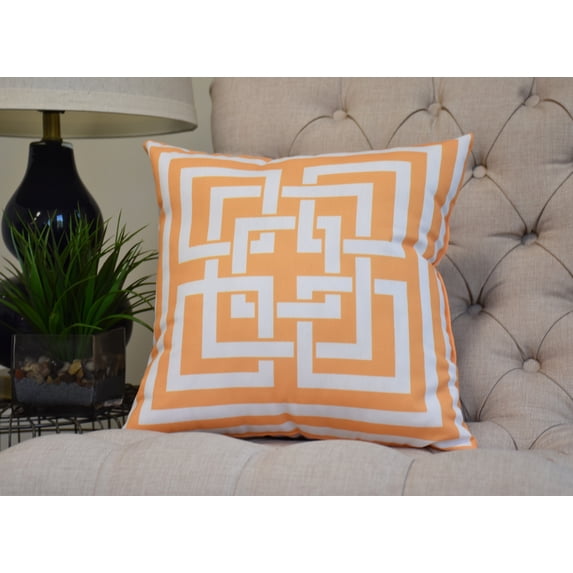 18 x 18 inch, Greek New Key, Geometric Print Pillow, Yellow