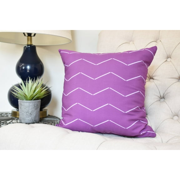 18 x 18 inch, Harlequin Stripe Geometric Print Pillow, Purple