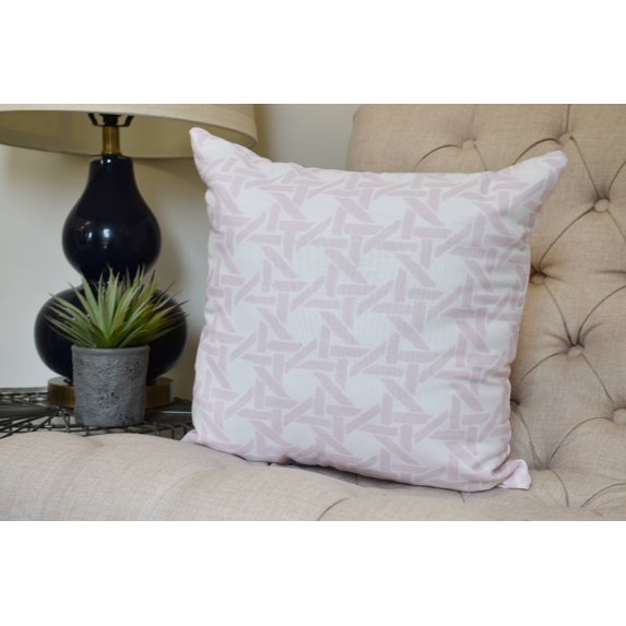18 x 18 inch, Rattan Geometric Geometric Print Pillow, Pink