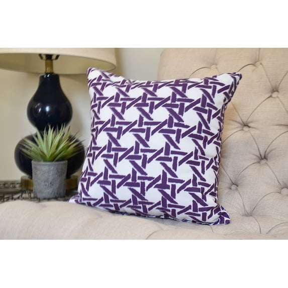 18 x 18 inch, Rattan Geometric Geometric Print Pillow, Purple