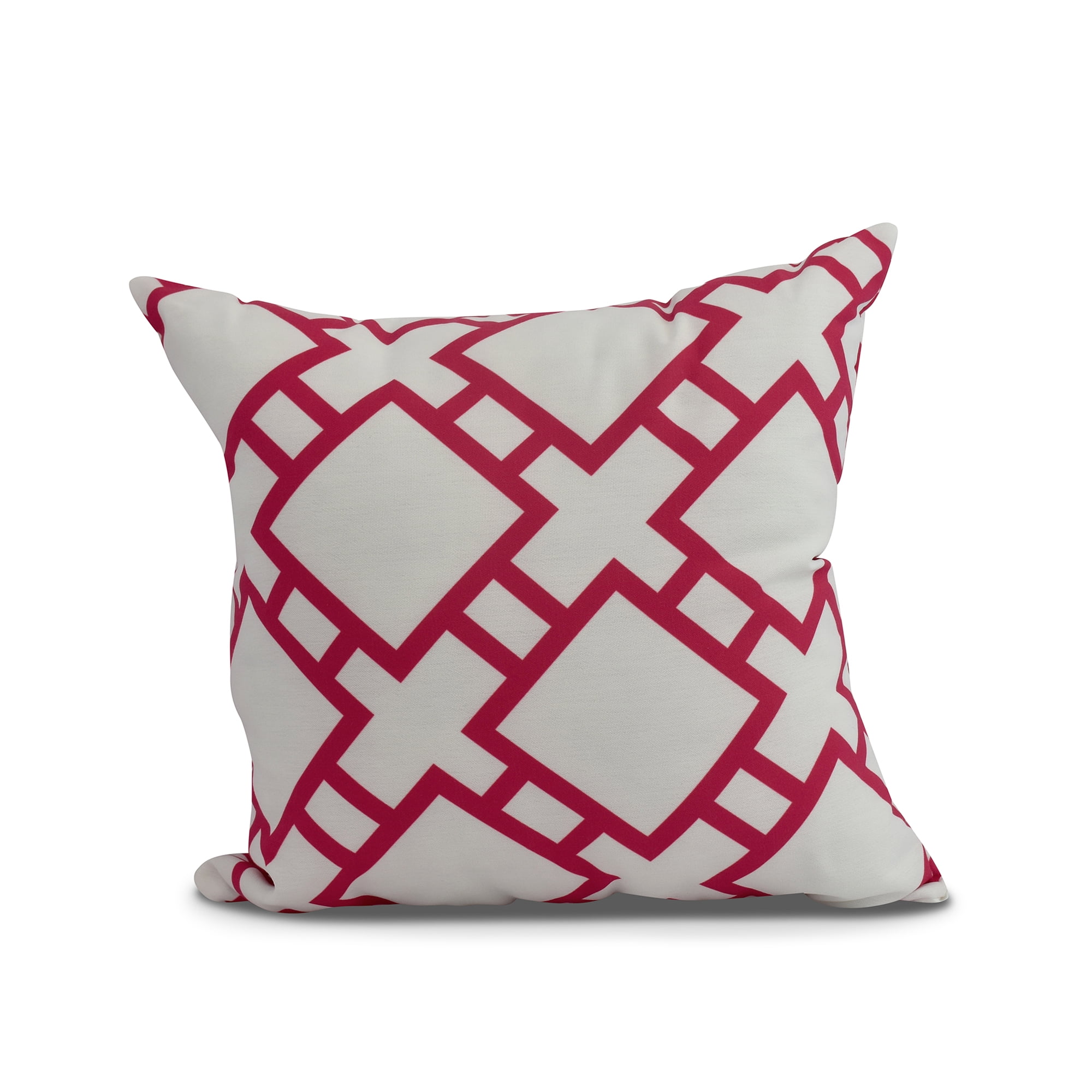 18 x 18 inch, Square in St. Louis Geometric Print Pillow, Pink/Fushcia