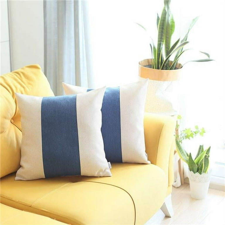 Set Of 2 Ivory And Blue Lumbar Pillow Covers Set Of 2 Ivory And Blue Lumbar Pillow Covers