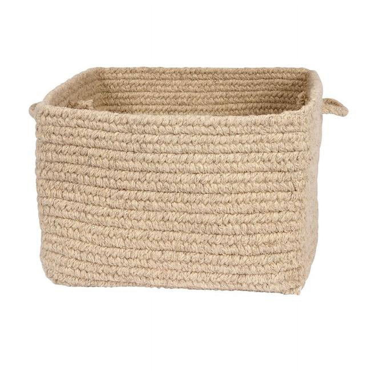 Colonial Mills Light Beige Chunky Wool Square Storage Basket 18"x12"