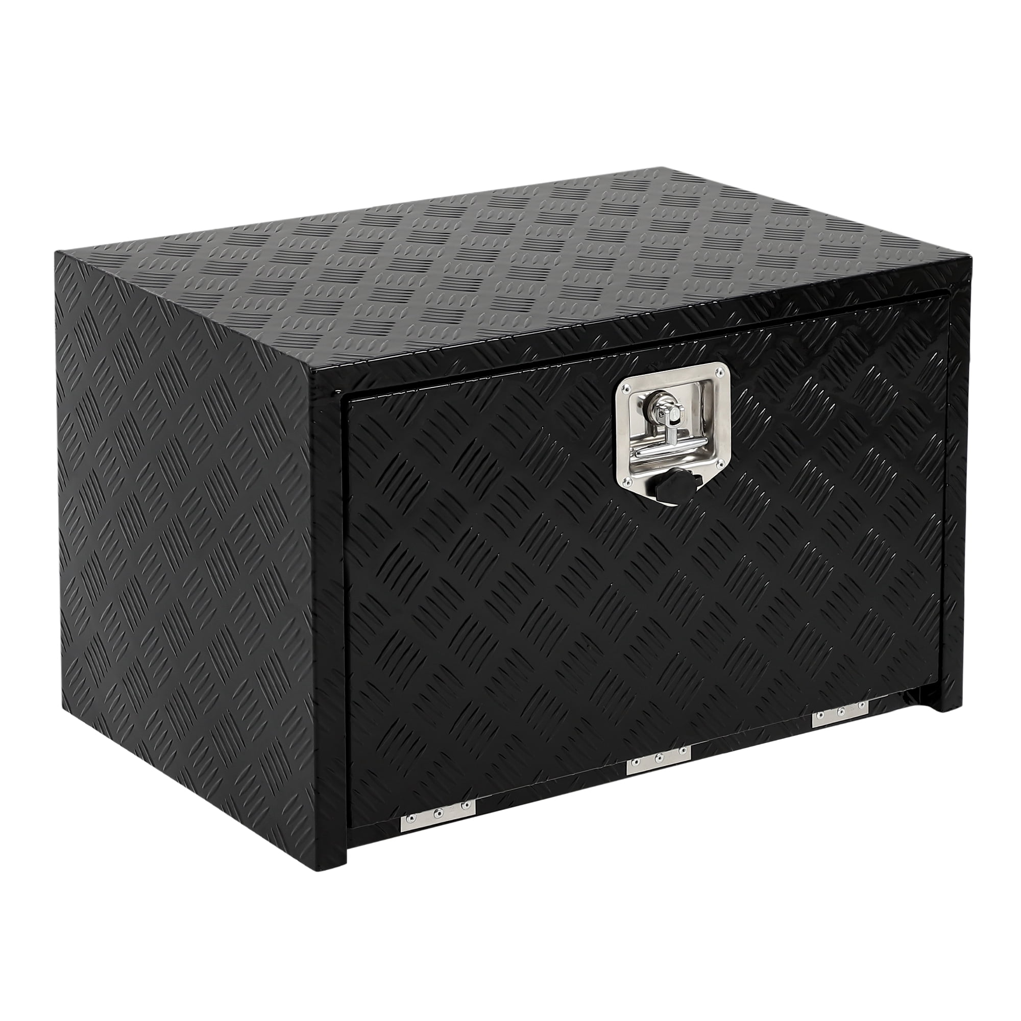 18 x 18 x 18 Inch Aluminum Underbody Truck Tool Box, Heavy Duty Waterproof Trailer Tongue Box with Lock and Keys, Storage Organizer Chest for Pickup Truck Bed, RV, Black