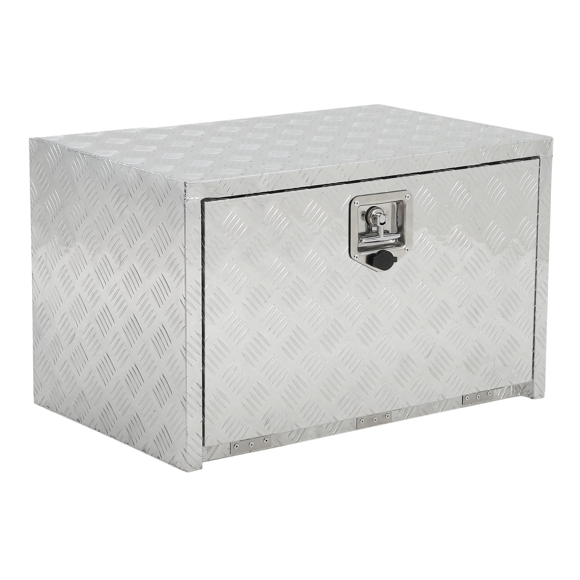 18 x 18 x 18 Inch Aluminum Underbody Truck Tool Box, Heavy Duty Waterproof Trailer Tongue Box with Lock and Keys, Storage Organizer Chest for Pickup Truck Bed, RV, Silver