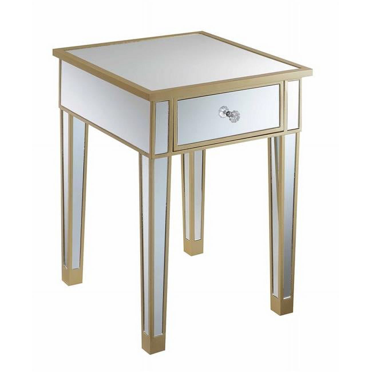 18 x 18 x 24 in. Gold Coast Mirrored End Table with Drawer, Champagne & Mirror