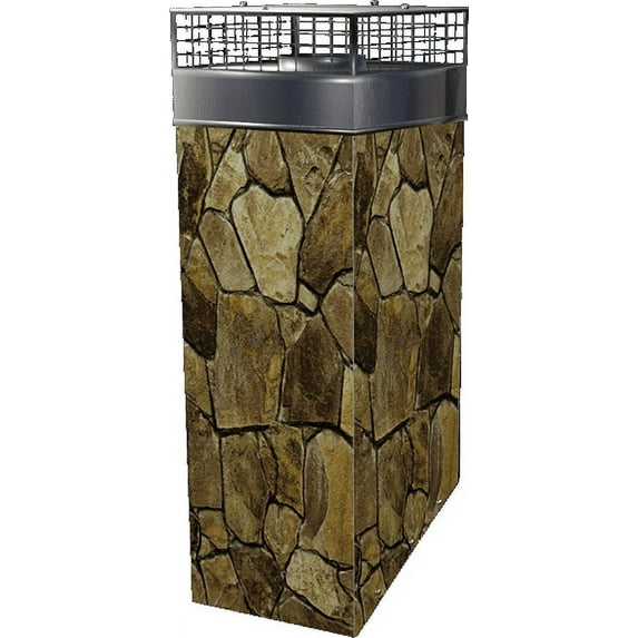 18" x 18" x 48" Faux Chimney Housing Surround KIT Printed Aluminum Panels, Stainless Steel Flashing, Cap and Screws SS5