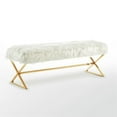 thumbnail image 1 of 18 x 18 x 48 in. White & Gold Upholstered Upholstery Bedroom Bench, 1 of 1