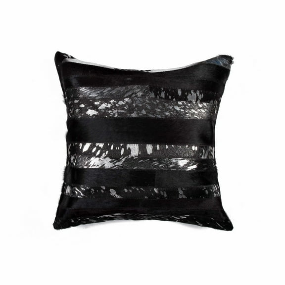 18" x 18" x 5" Black And Silver Pillow