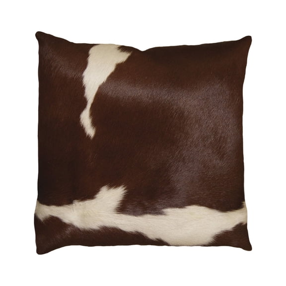 18" x 18" x 5" Brown And White Cowhide Pillow