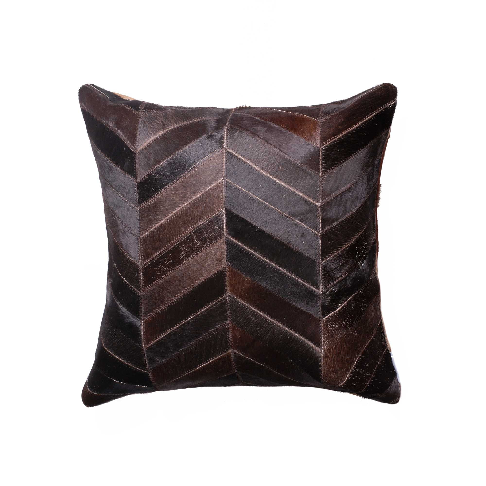 18" Square Chocolate Faux Cowhide Decorative Pillow