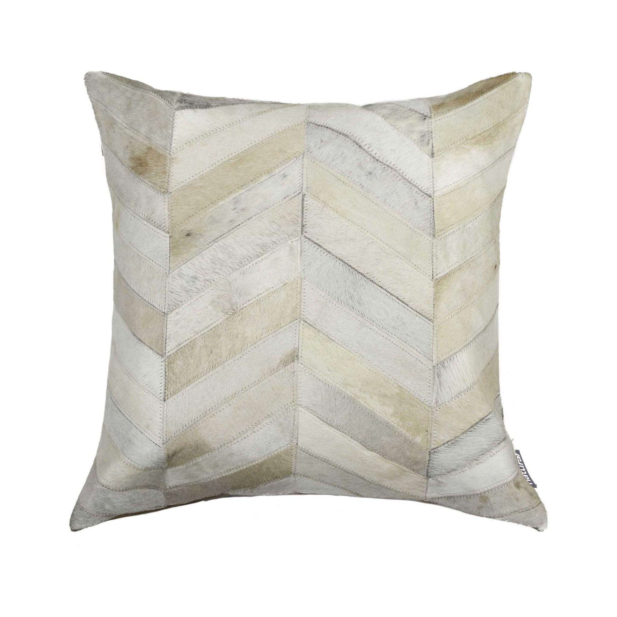 18" x 18" Natural Cowhide Chevron Pattern Pillow