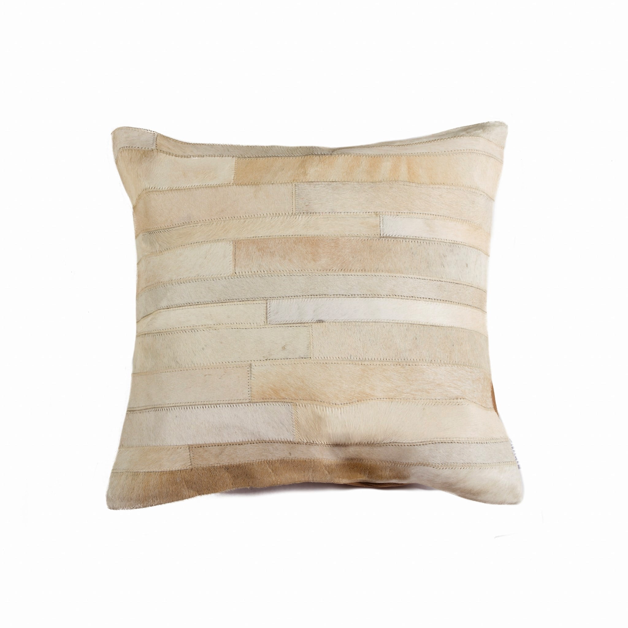 18" Natural Cowhide and Cotton Square Pillow