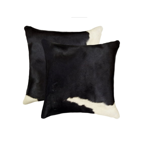 18" x 18" x 5" Salt And Pepper Black And White Cowhide Pillow