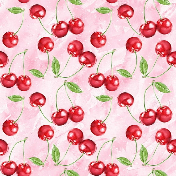 18" x 21" 100% Cotton Cherries Precut Sewing & Craft Fabric, Pink 1 Piece