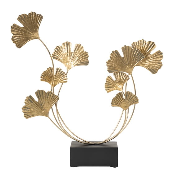 18" x 22" Gold Metal Curved Floral Sculpture, by DecMode