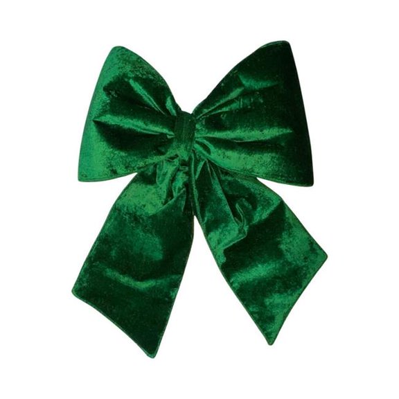 Vickerman QTX17787 18 x 23 in. Plush Velvet Christmas Bow, Emerald