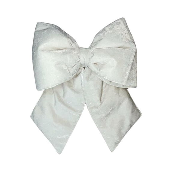 Vickerman QTX17767 18 x 23 in. Plush Velvet Christmas Bow, White