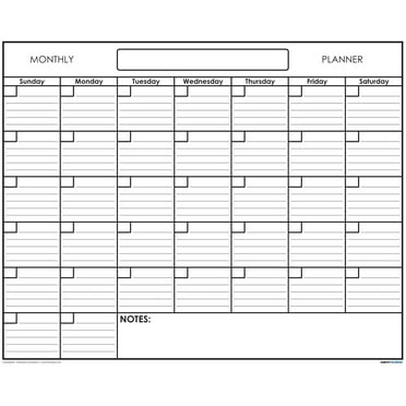 18" x 24" Erasable Undated One Month Laminated Wall Calendar Monthly Planner Blank Reusable Perfect for Organizing Home Office Academic Schedules w/ FREE ERASE MARKER
