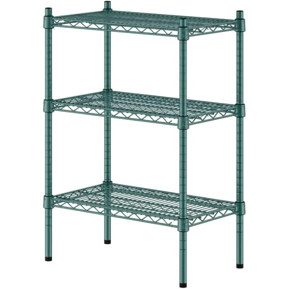 18" x 24" Green Epoxy 3-Shelf Kit with 34" Posts, Commercial Storage Rack Unit, Heavy-Duty Adjustable Wire Shelving for Restaurant, Retail, and Warehouse Storage, 1,800 lb Capacity
