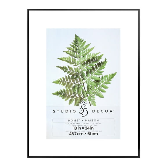 18" x 24" Home Black Metal Float Picture Frame by Studio Decor - Includes Pre-attached Hanging Hardware - Horizontal or Vertical Display - 1 Pack