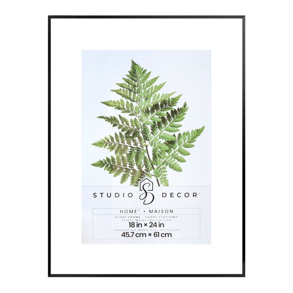 Studio Decor 18" x 24" Home Black Metal Float Picture Frame - Includes Pre-attached Hanging Hardware, Horizontal or Vertical Display - 1 Pack