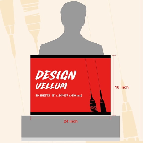 18 x 24 Inches Design Vellum Pad Drafting Vellum Paper Pad White Translucent Drafting Tracing Paper for Drawing Design Tracing and Architecture, 50 Sheets