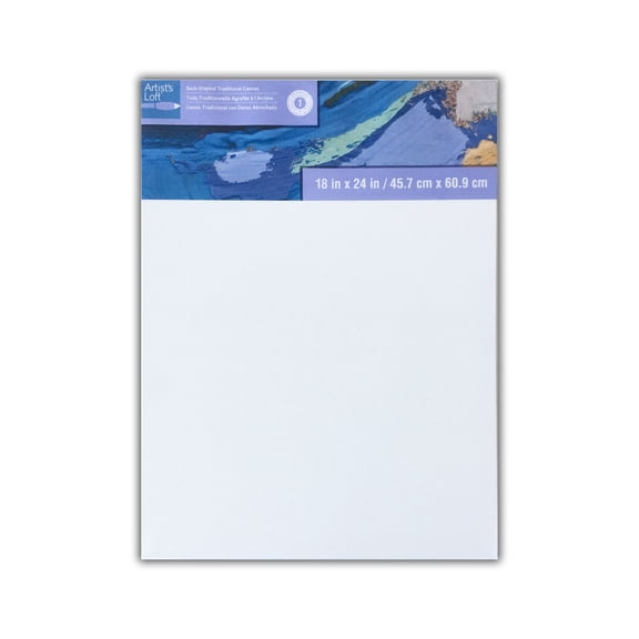 18" x 24" Level 1 Back Stapled Canvas by Artist's Loft - Archival Quality and Acid Free Cotton Canvas for Acrylic and Oil Paints - 1 Pack