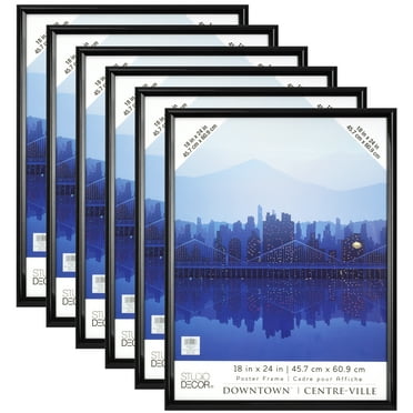 18” x 24” Plastic Poster Frame by Studio Décor - Includes Pre-attached Hanging Hardware - Horizontal or Vertical Display - Black - Bulk 6 Pack