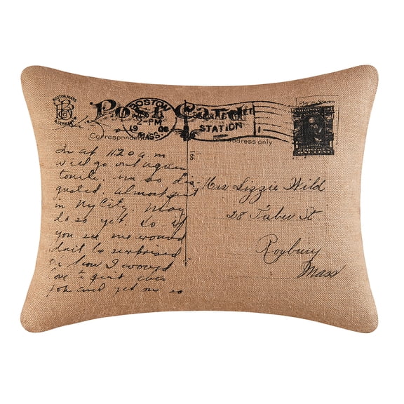 Postcard Burlap Printed Pillow, 18" x 24"