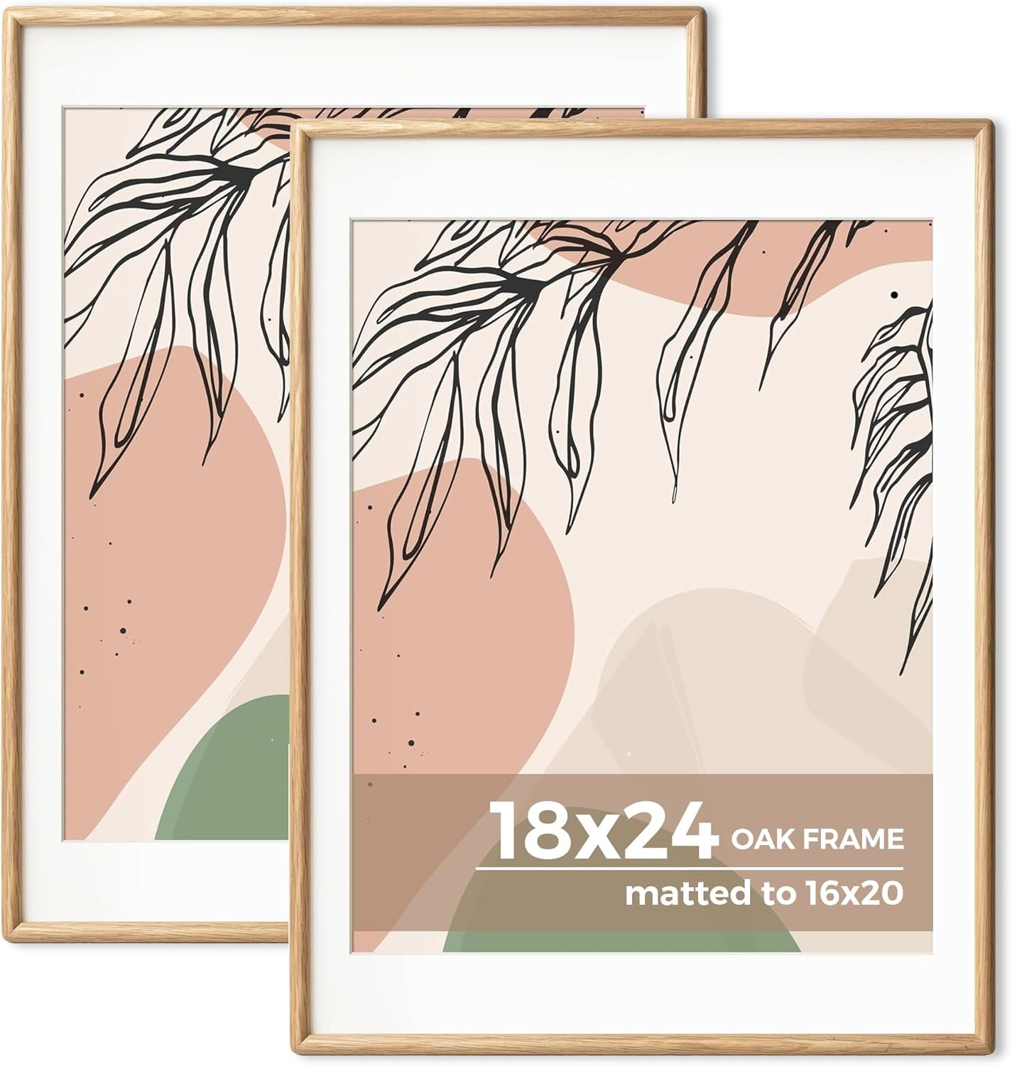 24x18 Frame Example 18 x 24 Poster Frame Set of 2 - Solid Oak Frame 18 x 24 Matted to 16x20 ...