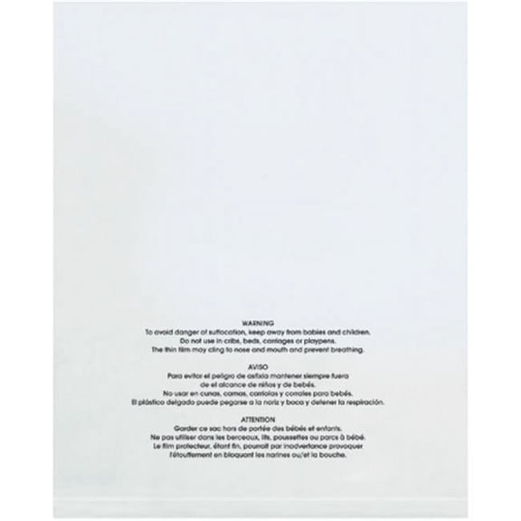 18 x 24 in. 1 Mil Flat Suffocation Warning Poly Bags - Clear - 18in. W x 24in. L