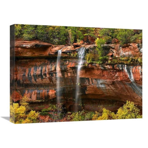 18 x 24 in. Cascades Tumbling 110 ft. at Emerald Pools, Zion National Park, Utah Art Print - Tim Fitzharris