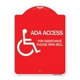 thumbnail image 1 of 18 x 24 in. Designer Series Sign - ADA Access for Assistance Ring Bell with New ISA Symbol, Red & White, 1 of 1