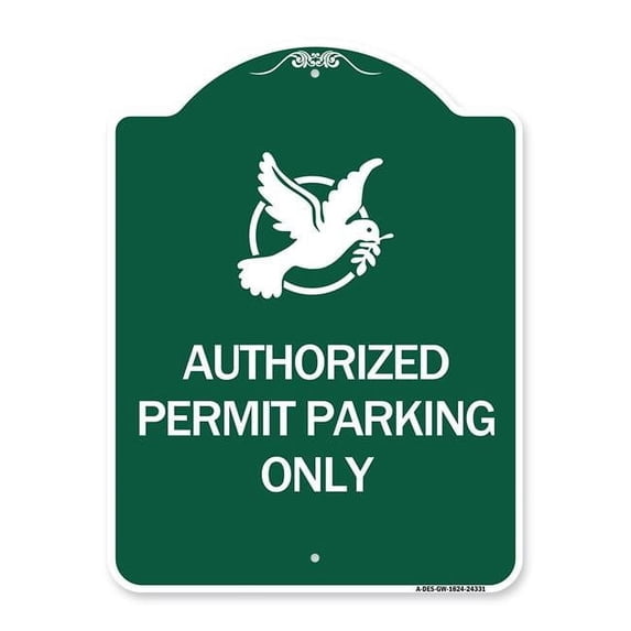 18 x 24 in. Designer Series Sign - Authorized Church Parking Only with Graphic, Green & White