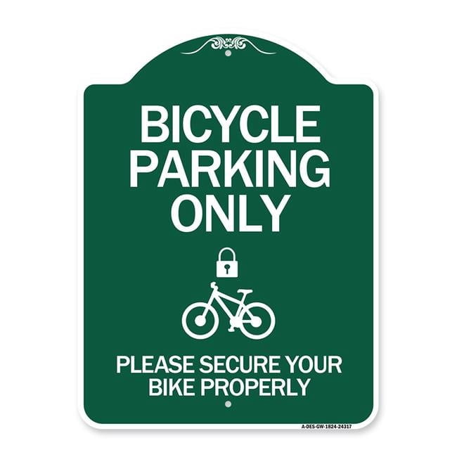 18 x 24 in. Designer Series Sign - Bicycle Parking Only Please Secure ...