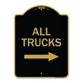thumbnail image 1 of 18 x 24 in. Designer Series Sign - Driveway Sign All Trucks with Right Arrow, Black & Gold, 1 of 1