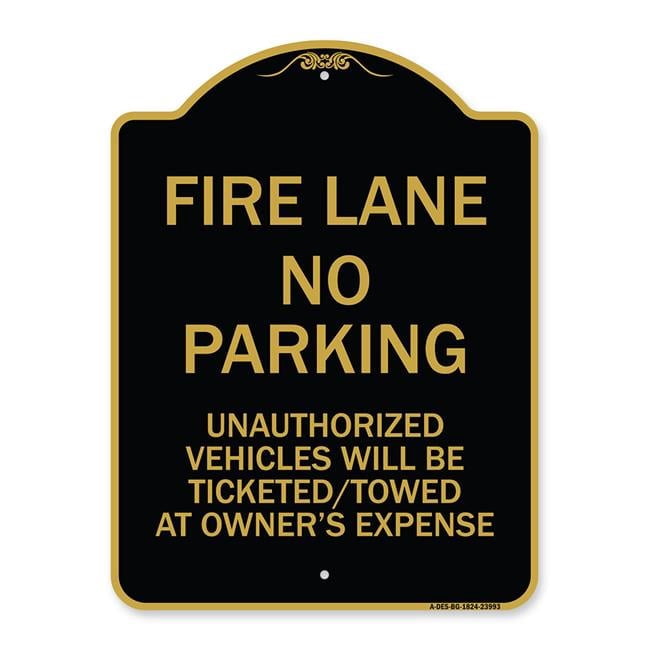 18 x 24 in. Designer Series Sign - Fire Lane No Parking Unauthorized ...