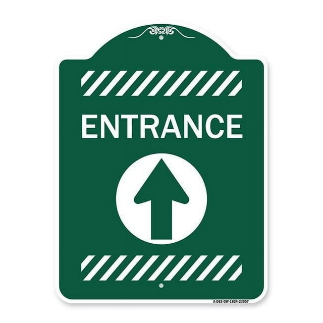 18 x 24 in. Designer Series Sign - Flex Post Entrance with Straight Ahead Arrow Decal Only for Flex Paddle, Green & White