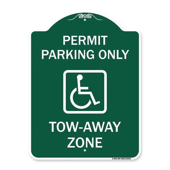 18 x 24 in. Designer Series Sign - Georgia Ada Handicapped Parking Sign Accessible Permit Parking Only Tow-Away Zone with Symbol, Green & White