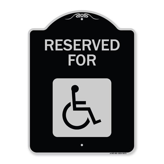 18 x 24 in. Designer Series Sign - Graphic Handicapped Reserved, Black & Silver