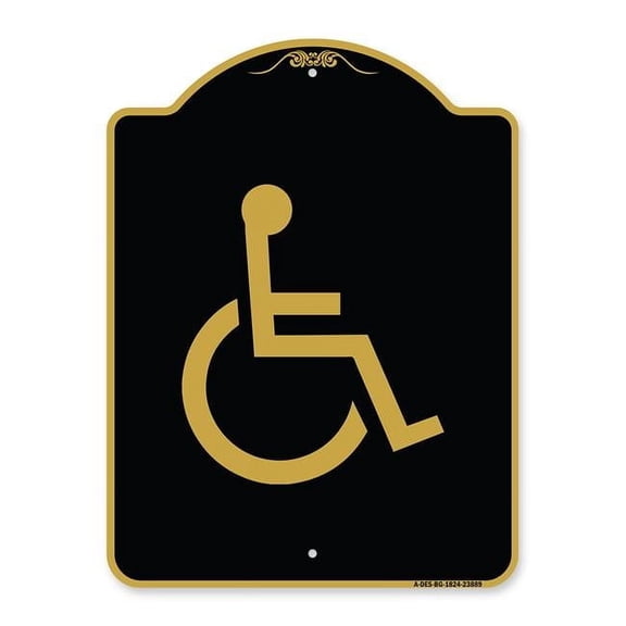 18 x 24 in. Designer Series Sign - Large Handicapped Symbol, Black & Gold